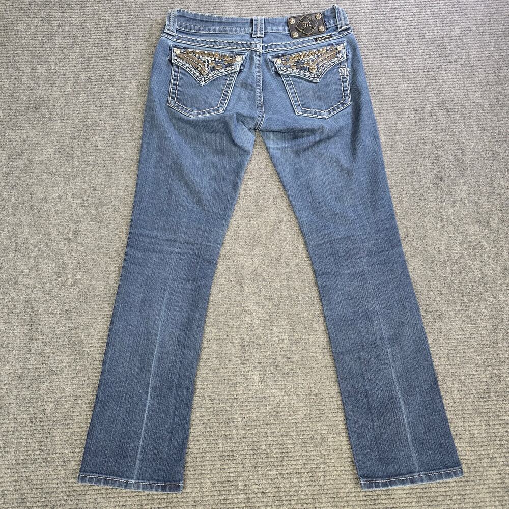 Miss Me Jeans Womens 29x31 Blue Straight Rhinestone Bling